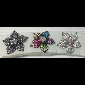 Rhinestone large flower stretchy ring